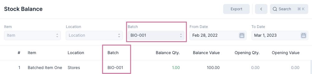 Batch-wise Report