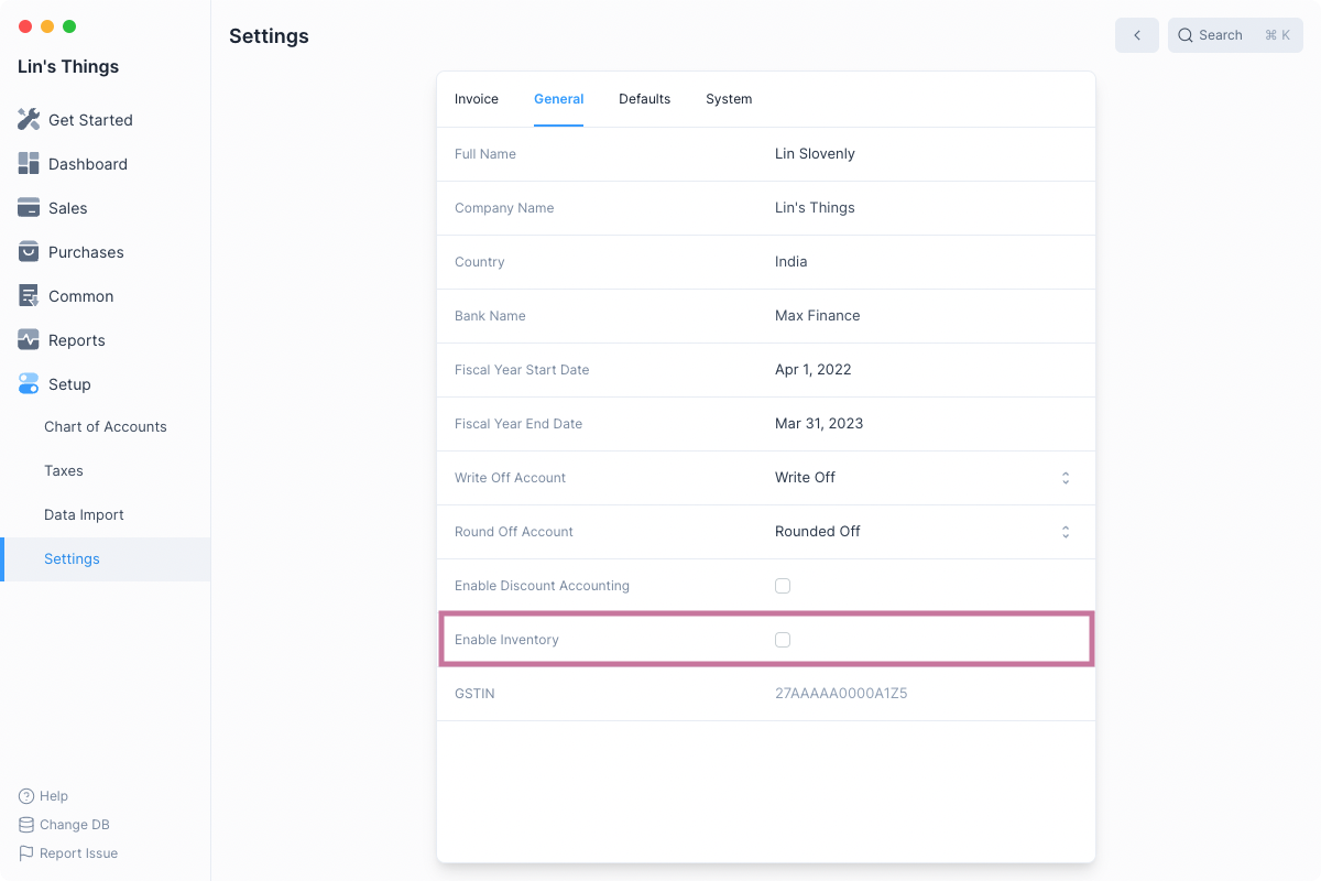Enable Inventory