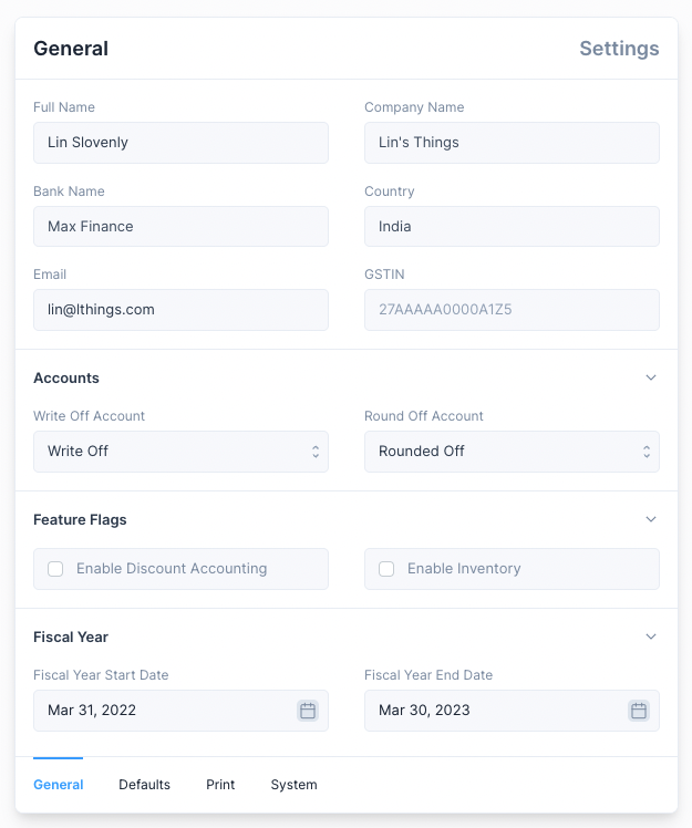 General Settings