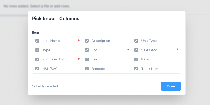 Pick Import Column