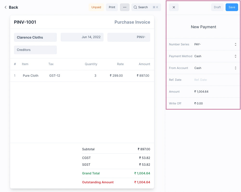 Sales Invoice Payment