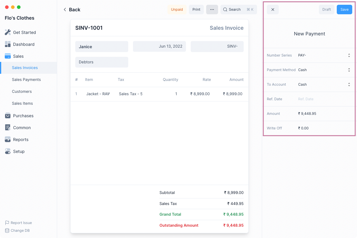 Sales Invoice Payment