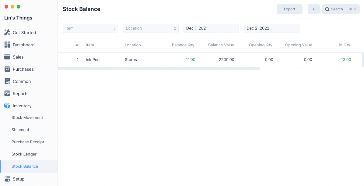 Stock Balance