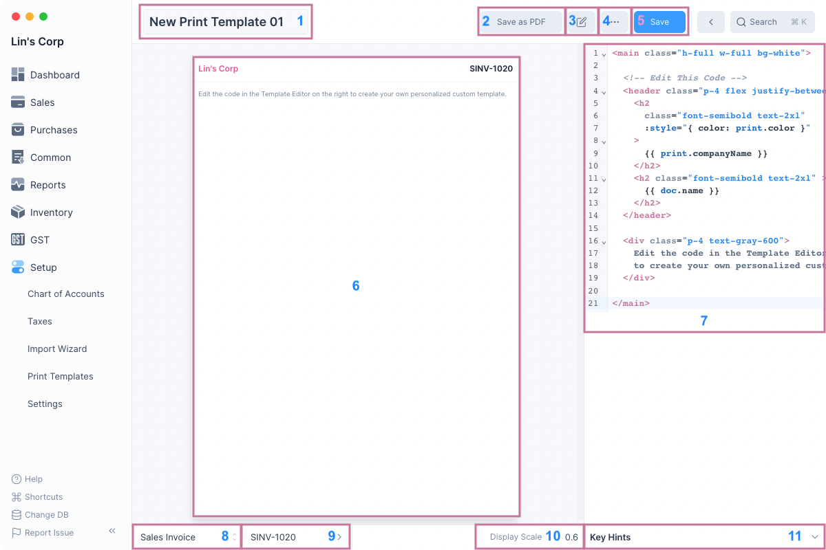 Template Builder Interface